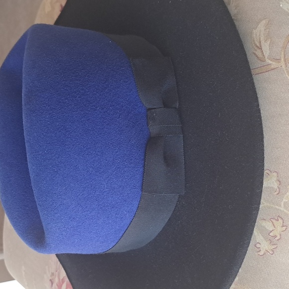 Stetson Women Wool 2tone Fedora black&blue with bow. S - Picture 2 of 8